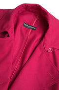 Women's Dark Pink Double Breasted Trench Coat Jacket Polyester Virgin Wool Clothing