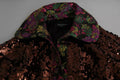 Women's Multicolor Sequined Long Coat Jaquard Jacket Nylon Clothing
