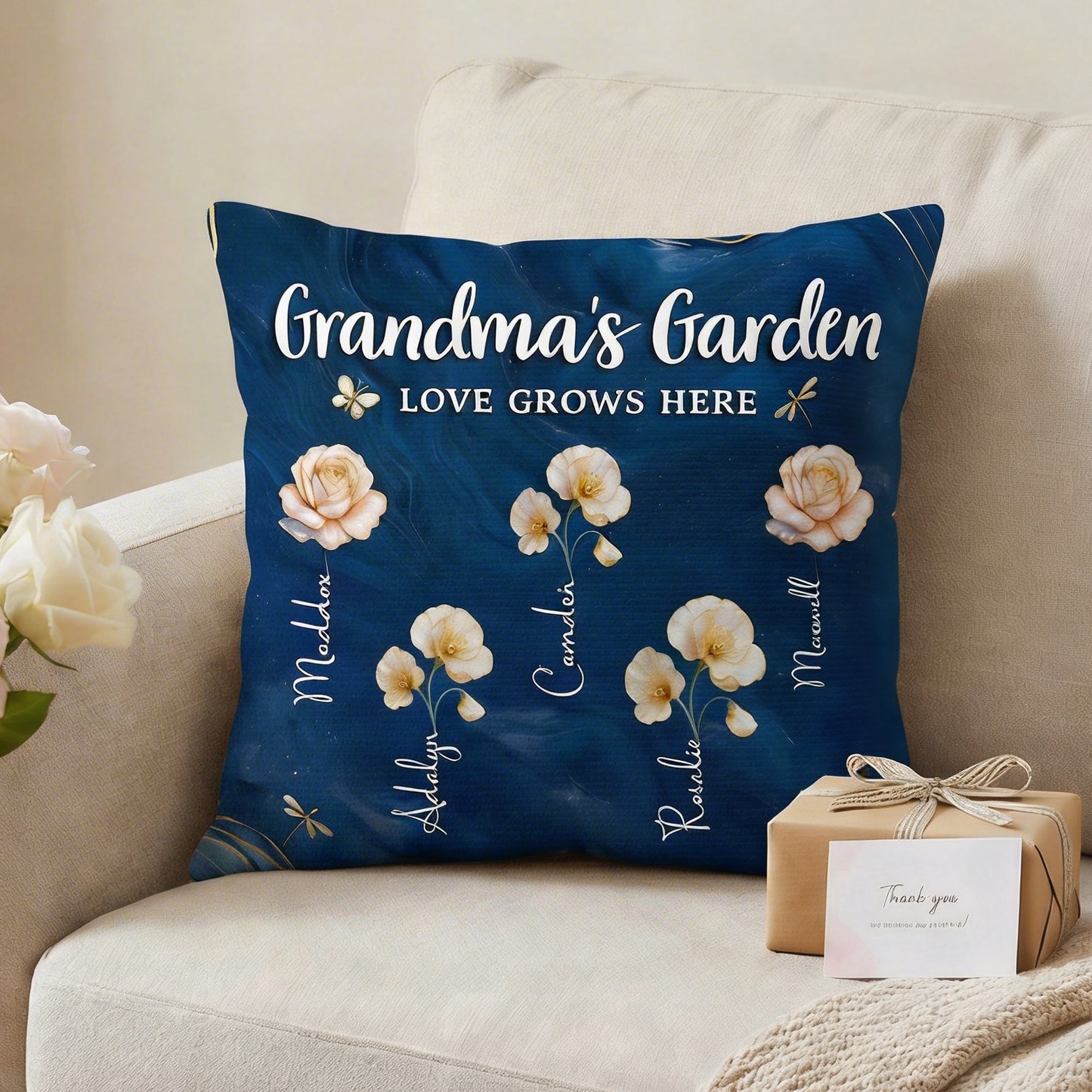 Nacimiento Personalizado Flor Suave Funda de Almohada con Nombre Decoración del Hogar Día de la Madre Cumpleaños Regalo para Mamá Abuela