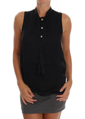 Women's Black Sleeveless Viscose Blouse Top