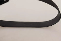 Women's Black Velvet Leather Logo Waist Buckle Belt