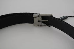 Women's Black Velvet Leather Silver Buckle Belt Outer