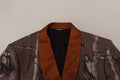 Men's Bronze Monkey Print Silk Slim Jacket Blazer Clothing