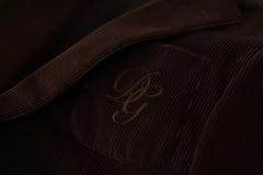 Men's Brown Corduroy Slim Fit Coat Dg Logo Blazer Cotton Clothing