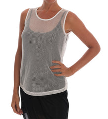 Women's White Net Tank Transparent Top Cotton