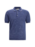 Brooksfield Linen-Blend Polo — Blue