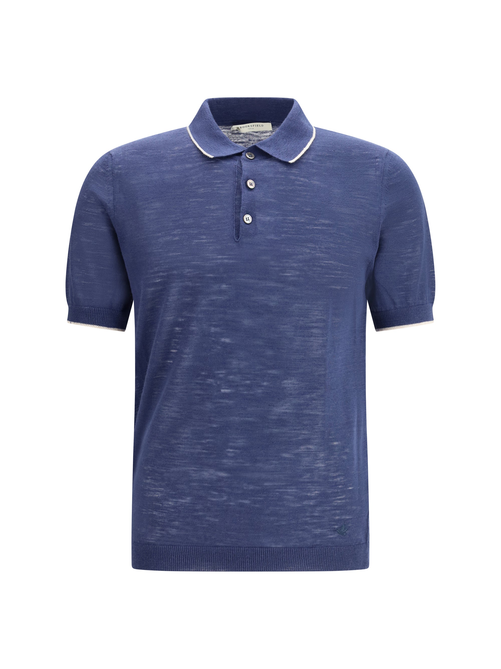 Brooksfield Linen-Blend Polo — Blue