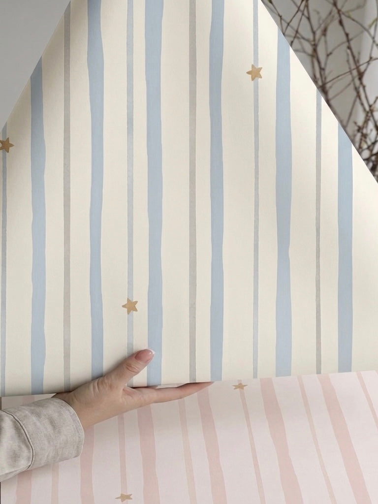 Papel Pintado Infantil Rayas y Estrellas
