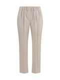 Brunello Cucinelli Elasticated Cotton Trousers — Beige