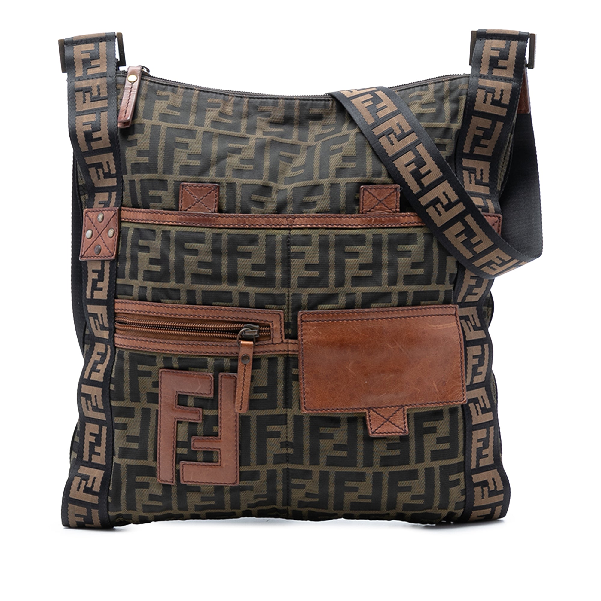 Zucca Canvas FF Flat Messenger Bag