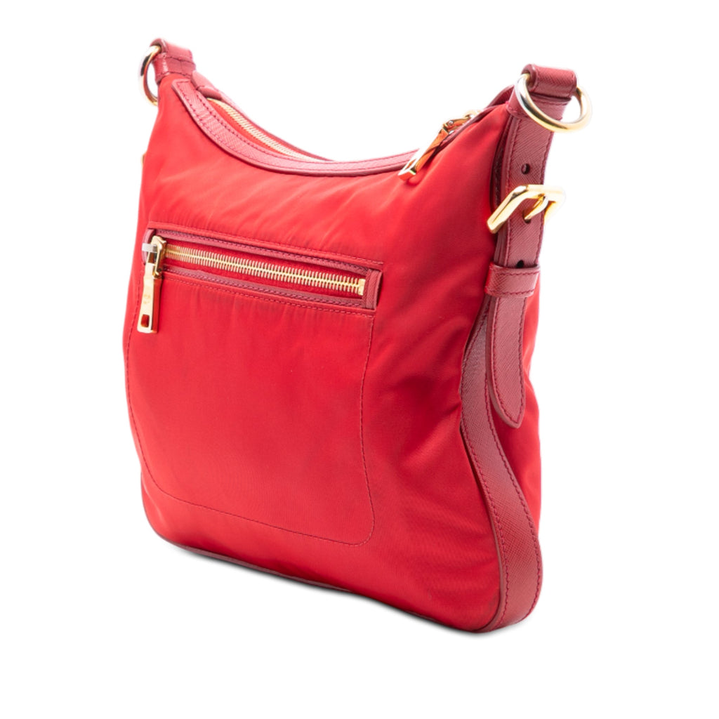 Saffiano Trimmed Tessuto Zip Top Crossbody