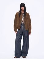 Berlin Street old money style linen material stand-up silhouette double waist scimitar casual trousers spring