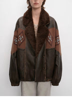 Jumping City Imported Suede Sheep Leather Sheep Curl Lapel White Goose Down Parka