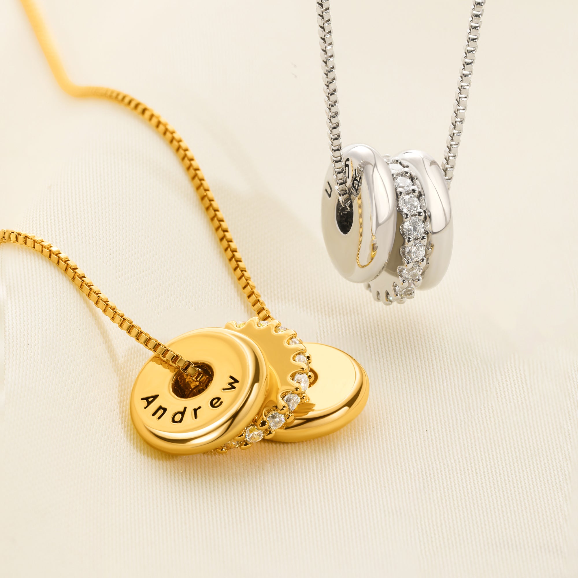 Personalizado Circón Múltiple Círculo Collar con Nombre Dainty Joyería Aniversario Cumpleaños Regalo para Niña Mujer