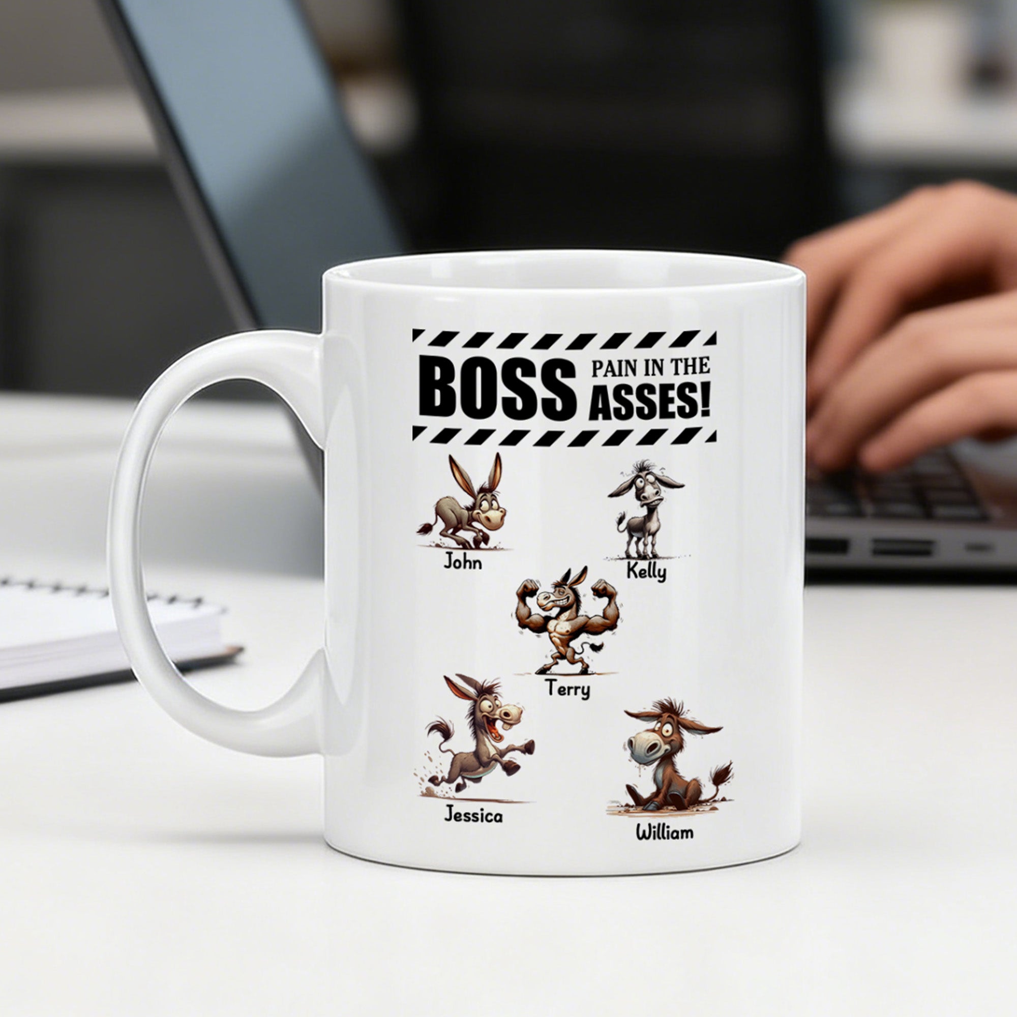 Personalizada Jefe dolor en el culo divertido burro 11 oz 15 oz taza de café de cerámica con nombre de uso diario regalo de cumpleaños para el colega amigo
