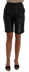 Women's Black Sequined Fashion Shorts Nylon
