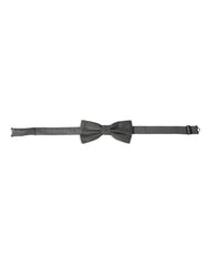 Gray Silk Patterned Adjustable Neck Men Papillon Bow Tie Dark