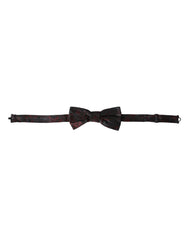 Red Black Floral Adjustable Neck Men Bow Tie And Silk