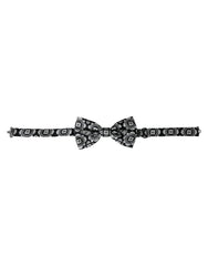 Black White Printed Adjustable Neck Men Bow Tie And Silk