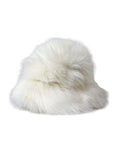 White Acrylic Fur Womens Bucket Hat Modacrylic Polyester
