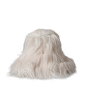 Off White Acrylic Fur Womens Bucket Hat Modacrylic Polyester