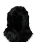Women's Black Faux Fur Whole Head Wrap Hat Modacrylic Polyester