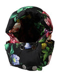 Women's Black Floral Print Whole Head Wrap Hat Polyester