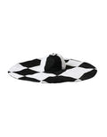 Women's Black White Checkered Wide Brim Floppy Hat And