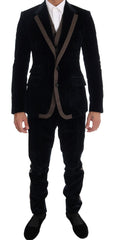 Men's Blue Velvet Two Button Slim 3 Piece Suit Cotton