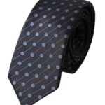 Black Blue Polka Dot Silk Adjustable Men Tie And