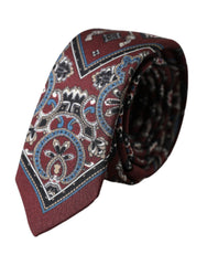 Bordeaux Printed Silk Adjustable Men Tie