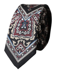 Black Printed Silk Adjustable Men Tie