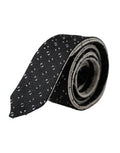 Men's Black White Patterned Adjustable Tie And Silk