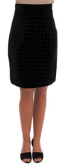 Women's Dark Green Baroque Velvet Pencil Skirt Cotton