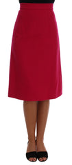 Women's Pink Wool Knee Long A-Line Skirt