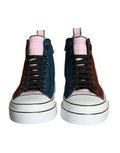 Men's Multicolor Patchwork High Top Sneaker Shoes Cotton Calf Leather