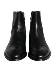 Black Calf Leather Men Ankle Boots Shoes