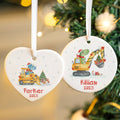 Personalizado lindo dinosaurio construcción vehículo corazón circular colgante ornamento decoración del hogar regalo de Navidad para niños pequeños chicos