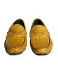 Men's Yellow Leather Slip Mocassin Loafers Shoes Caiman