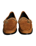 Men's Brown Velvet Leather Logo Mocassin Slip On Shoes