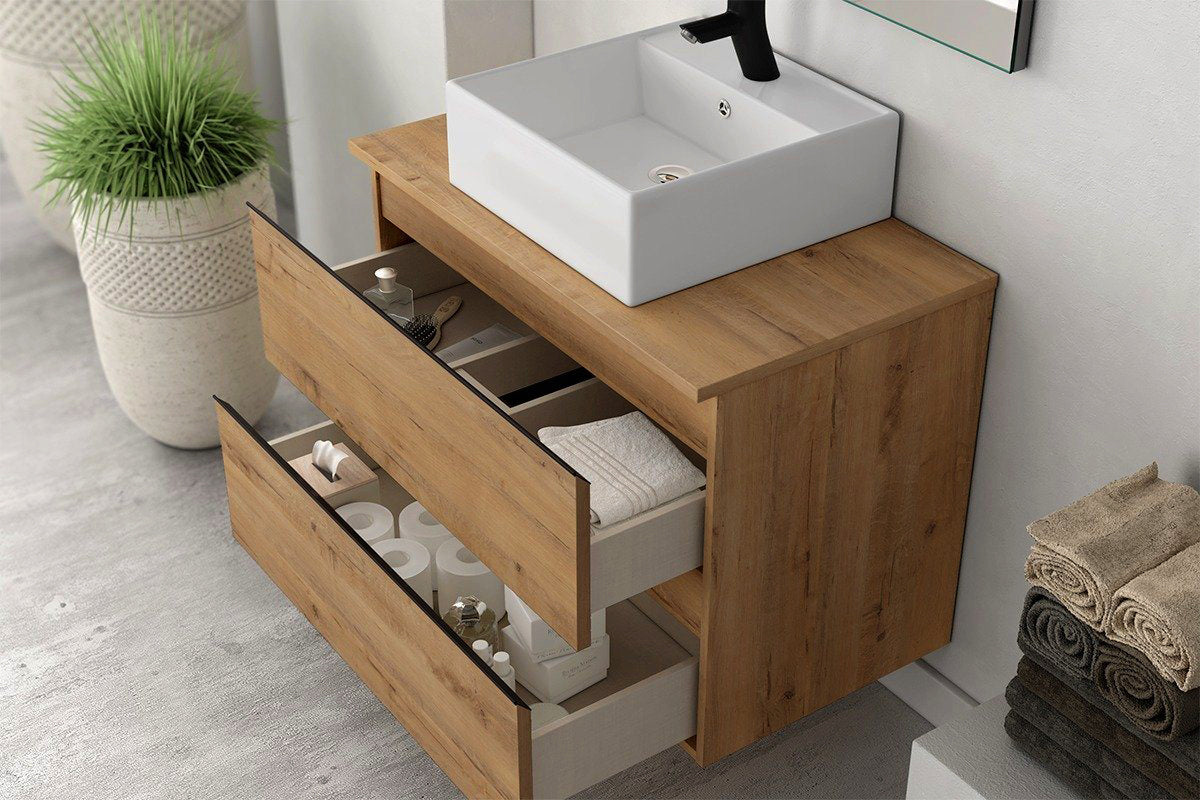 BATHME MADISON SQUARE Conjunto Completo Mueble de Baño Encimera Roble Ostippo