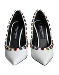 Women's Multicolor Crystal-Embellished Pump White Calf Leather