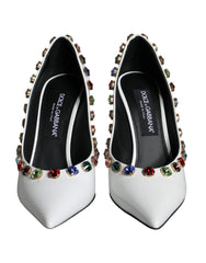 Women's Multicolor Crystal-Embellished Pump White Calf Leather