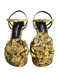 Women's Yellow Exotic Leather Ankle Strap Heels Sandals Shoes Python