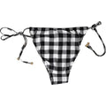 Women's Black White Check Swimwear Beachwear Bottom Bikini And Nylon Elastane Clothing