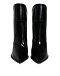 Women's Black Patent Leather Pointed Ankle Boots Shoes