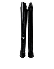 Women's Black Patent Leather Knee High Boots Shoes