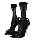 Women's Mesh Stiletto Black Leather