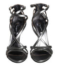 Women's Silver Keira Leather Heels Sandals Shoes Lamb