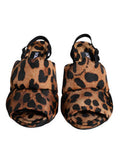 Women's Brown Leopard Keira Slingback Sandals Shoes Nylon Elastane